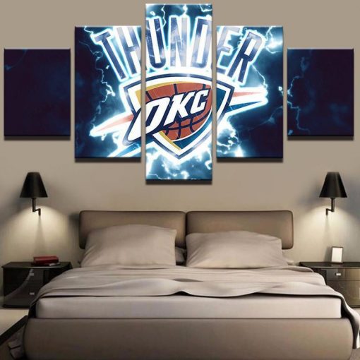 22392-NF OKC Thunder NBA Basketball - 5 Panel Canvas Art Wall Decor