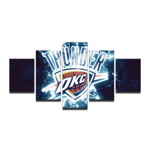 22392-NF OKC Thunder NBA Basketball - 5 Panel Canvas Art Wall Decor