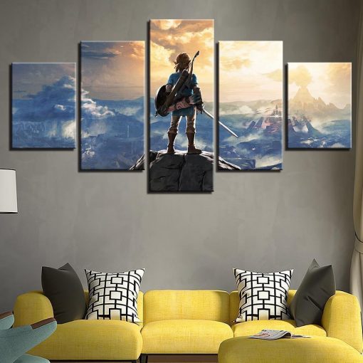 22376-NF On The Mountain Legend Of Zelda Gaming - 5 Panel Canvas Art Wall Decor