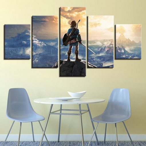 22376-NF On The Mountain Legend Of Zelda Gaming - 5 Panel Canvas Art Wall Decor