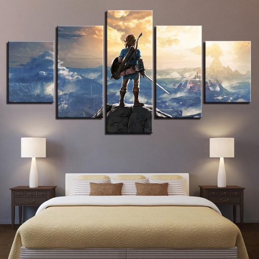 22376-NF On The Mountain Legend Of Zelda Gaming - 5 Panel Canvas Art Wall Decor