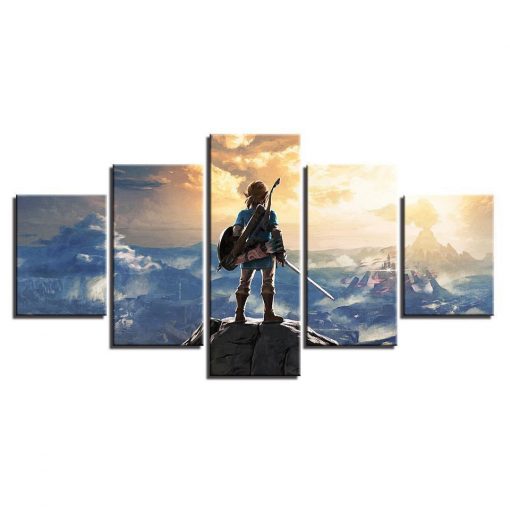 22376-NF On The Mountain Legend Of Zelda Gaming - 5 Panel Canvas Art Wall Decor