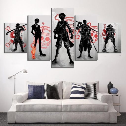 22942-NF One Piece Monkey D. Luffy Poster Anime - 5 Panel Canvas Art Wall Decor
