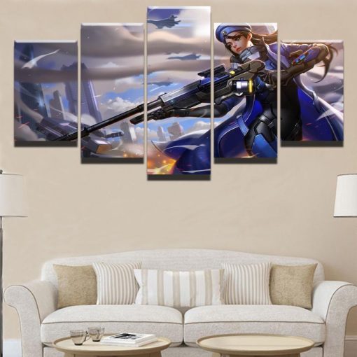 22938-NF Overwatch Ana Champion Poster Gaming - 5 Panel Canvas Art Wall Decor