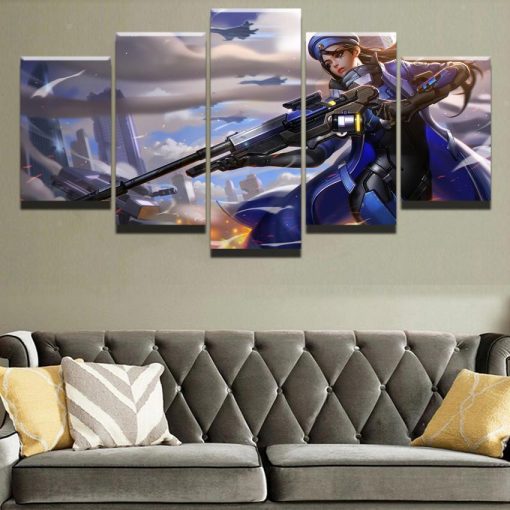 22938-NF Overwatch Ana Champion Poster Gaming - 5 Panel Canvas Art Wall Decor