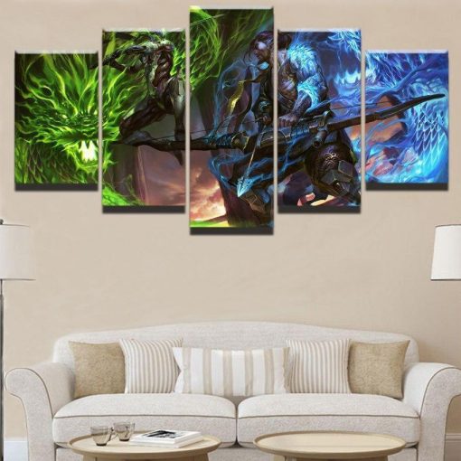 22939-NF Overwatch Genji And Hanzo Champion Gaming - 5 Panel Canvas Art Wall Decor