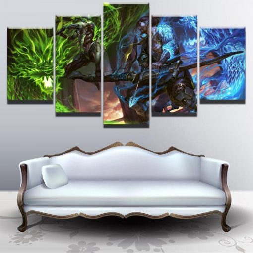 22939-NF Overwatch Genji And Hanzo Champion Gaming - 5 Panel Canvas Art Wall Decor