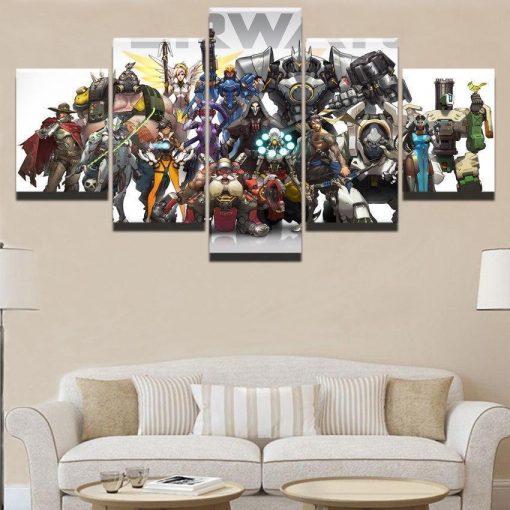 22937-NF Overwatch Multi Champion Gaming - 5 Panel Canvas Art Wall Decor