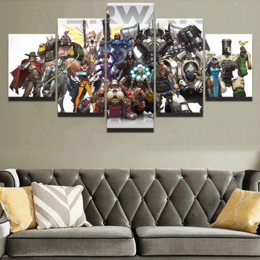 22937-NF Overwatch Multi Champion Gaming - 5 Panel Canvas Art Wall Decor