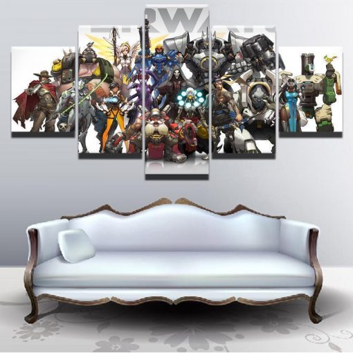 22937-NF Overwatch Multi Champion Gaming - 5 Panel Canvas Art Wall Decor