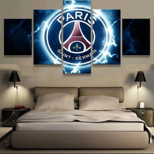 23356-NF PARIS Saint Germain Thunder Logo Soccer - 5 Panel Canvas Art Wall Decor