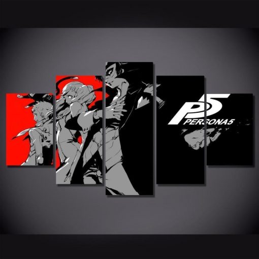 22709-NF Persona 5 Joker & Ann & Ryuji Game - 5 Panel Canvas Art Wall Decor