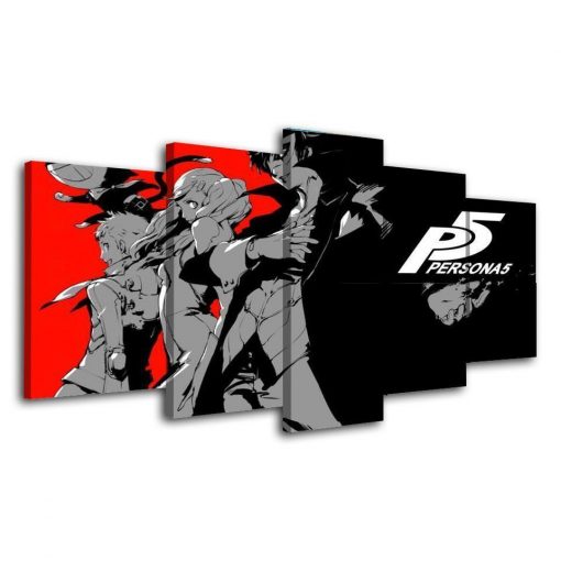 22709-NF Persona 5 Joker & Ann & Ryuji Game - 5 Panel Canvas Art Wall Decor