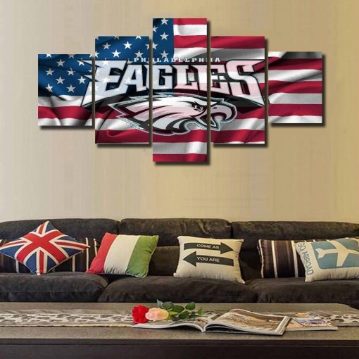 22935-NF Philadelphia Eagles Logo Football - 5 Panel Canvas Art Wall Decor