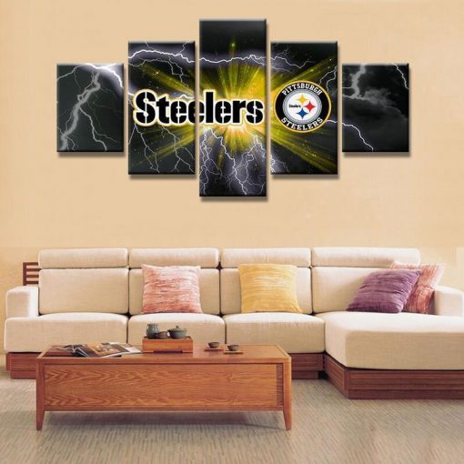 22314-NF Pittsburgh Steelers Logo Football - 5 Panel Canvas Art Wall Decor