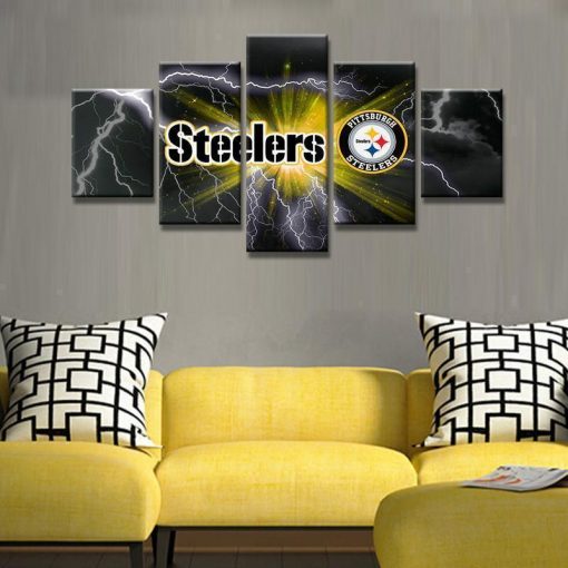 22314-NF Pittsburgh Steelers Logo Football - 5 Panel Canvas Art Wall Decor