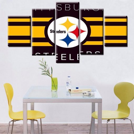 23350-NF Pittsburgh Steelers Logo Poster 1 Football - 5 Panel Canvas Art Wall Decor