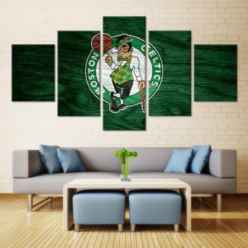 22639-NF Boston Celtics Logo Sport - 5 Panel Canvas Art Wall Decor