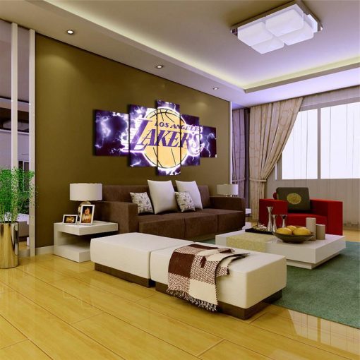 22350-NF Los Angeles Lakers Logo Basketball NBA Sport - 5 Panel Canvas Art Wall Decor