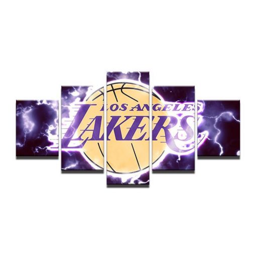 22350-NF Los Angeles Lakers Logo Basketball NBA Sport - 5 Panel Canvas Art Wall Decor