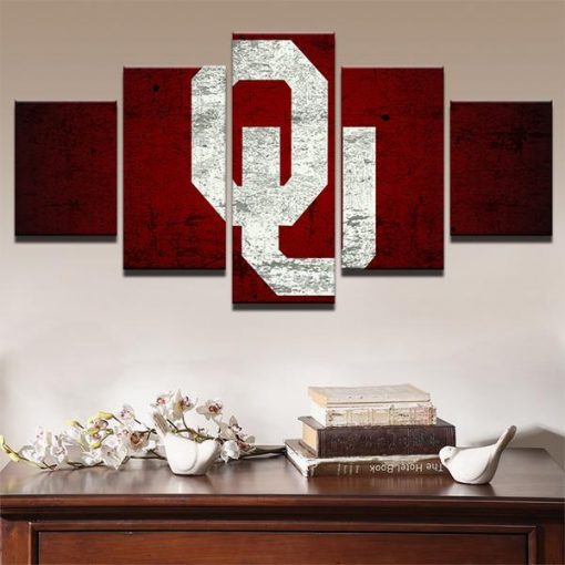 22477-NF Oklahoma Sooners Football Sport - 5 Panel Canvas Art Wall Decor