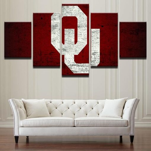 22477-NF Oklahoma Sooners Football Sport - 5 Panel Canvas Art Wall Decor