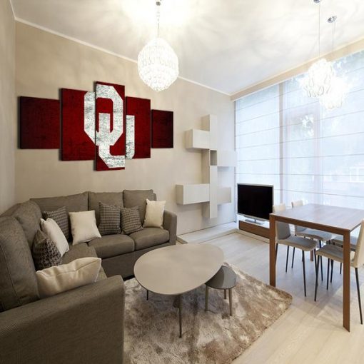 22477-NF Oklahoma Sooners Football Sport - 5 Panel Canvas Art Wall Decor