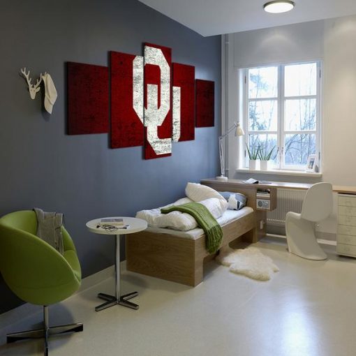 22477-NF Oklahoma Sooners Football Sport - 5 Panel Canvas Art Wall Decor