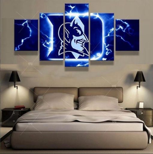 22294-NF Duke Blue Devils Thunder Logo Basketball - 5 Panel Canvas Art Wall Decor