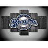 22463-NF Milwaukee Brewers Sports Team Logo Baseball - 5 Panel Canvas Art Wall Decor