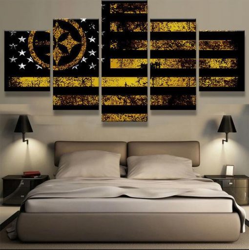 22233-NF Pittsburgh Steelers American Flag Sport - 5 Panel Canvas Art Wall Decor