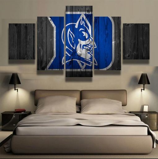 22551-NF Duke Blue Devils Wooden Logo Basketball - 5 Panel Canvas Art Wall Decor