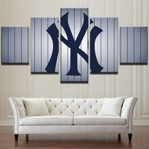 22326-NF New York Yankees Baseball Team Logo Baseball - 5 Panel Canvas Art Wall Decor