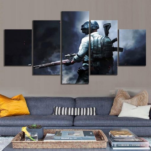 23342-NF PUBG Sniper Game Character Gaming - 5 Panel Canvas Art Wall Decor