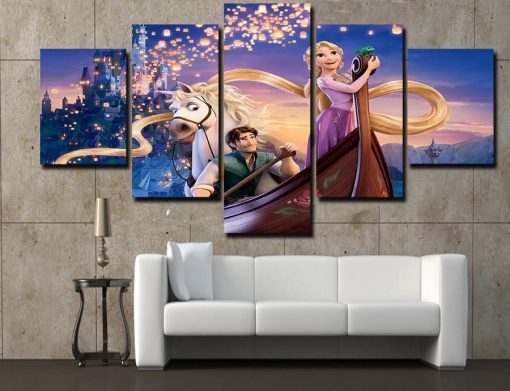 22572-NF Rapunzel Cartoon - 5 Panel Canvas Art Wall Decor