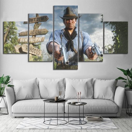 22706-NF Red Dead Redemption 2 Arthur Morgan Gaming - 5 Panel Canvas Art Wall Decor