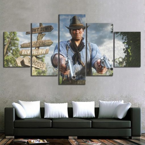 22706-NF Red Dead Redemption 2 Arthur Morgan Gaming - 5 Panel Canvas Art Wall Decor