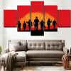 22490-NF Red Dead Redemption 2 Squad In The Sunset Gaming - 5 Panel Canvas Art Wall Decor