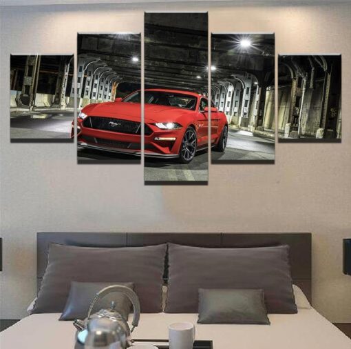 23338-NF Red Ford Mustang Car & Motor - 5 Panel Canvas Art Wall Decor