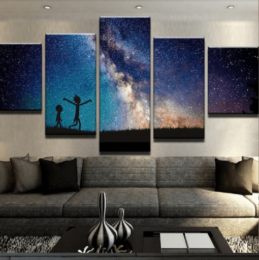 23334-NF Rick And Morty Galaxy Cartoon - 5 Panel Canvas Art Wall Decor