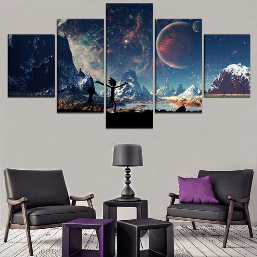 23333-NF Rick And Morty In The Galaxy 1 Sitcom - 5 Panel Canvas Art Wall Decor