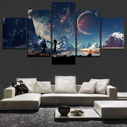 23333-NF Rick And Morty In The Galaxy 1 Sitcom - 5 Panel Canvas Art Wall Decor