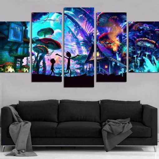 22571-NF Rick & Morty Inspired Cartoon - 5 Panel Canvas Art Wall Decor