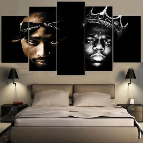 22801-NF Tupac Shakur And Biggie Small Celebrity - 5 Panel Canvas Art Wall Decor