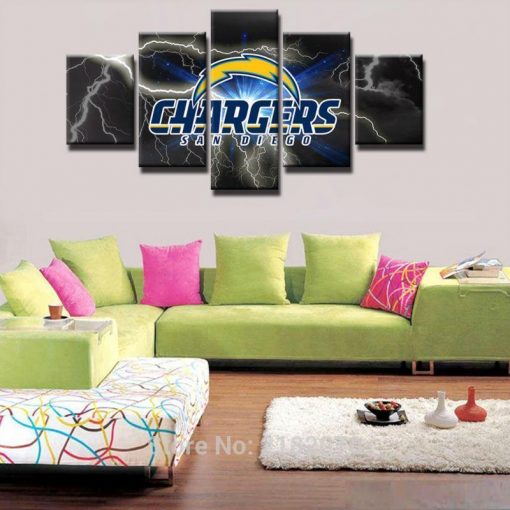 23324-NF San Diego Chargers Football - 5 Panel Canvas Art Wall Decor