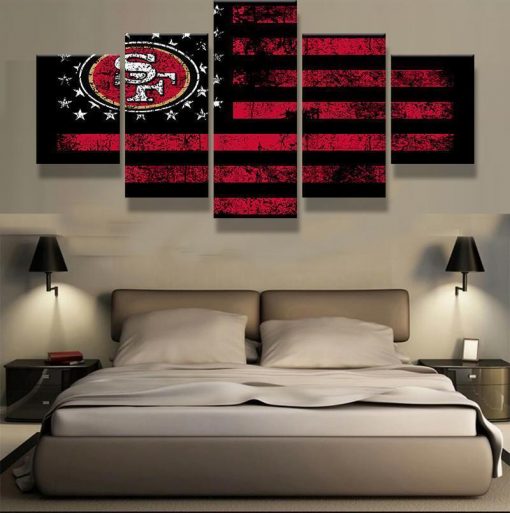 23325-NF San Francisco 49ers Logo American Flag Football - 5 Panel Canvas Art Wall Decor