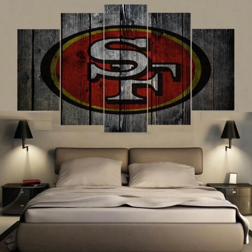 22374-NF San Francisco 49ers Logo Poster 1 Football - 5 Panel Canvas Art Wall Decor