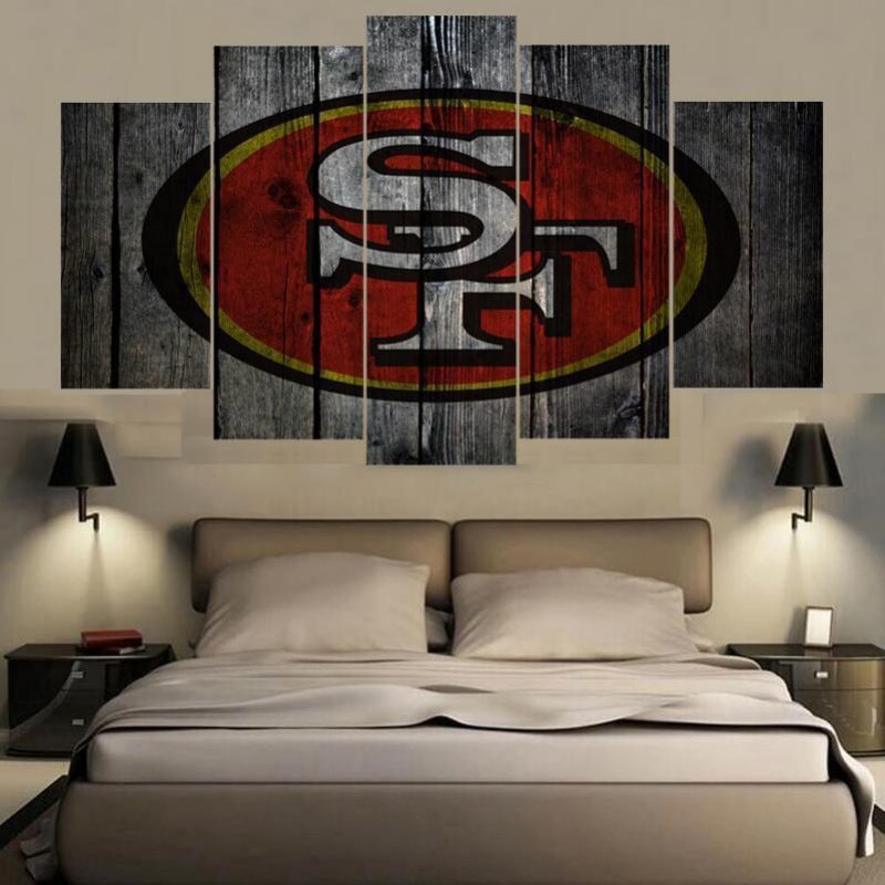 San Francisco 49ers Logo Poster 1 Football – 5 Panel Canvas Art Wall ...