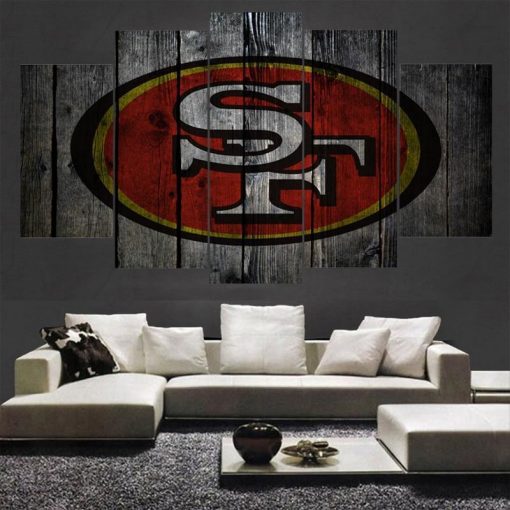 22374-NF San Francisco 49ers Logo Poster 1 Football - 5 Panel Canvas Art Wall Decor