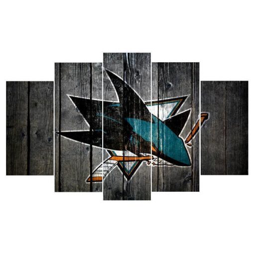 22313-NF San Jose Sharks Hockey Sport - 5 Panel Canvas Art Wall Decor